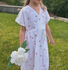 kids dress kimono cut design cherry